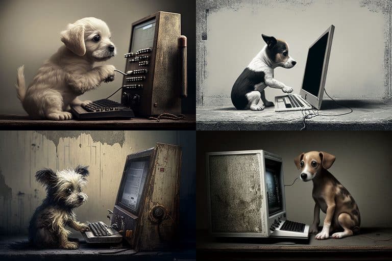psić tipka na kompjuter u stilu Banksy-ja